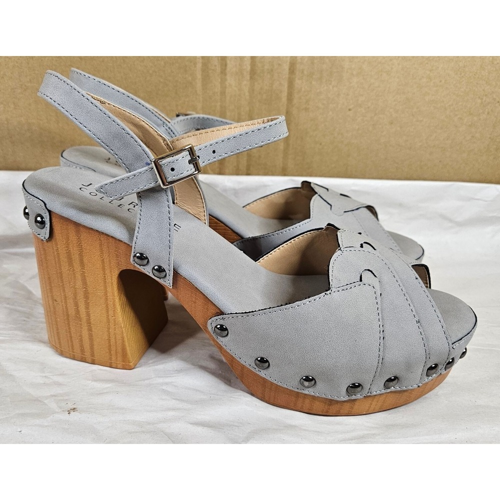 NEW Sandals Womens 8.5 ~ ALARY Gray Studded Journee Collection Tru Comfort 3"